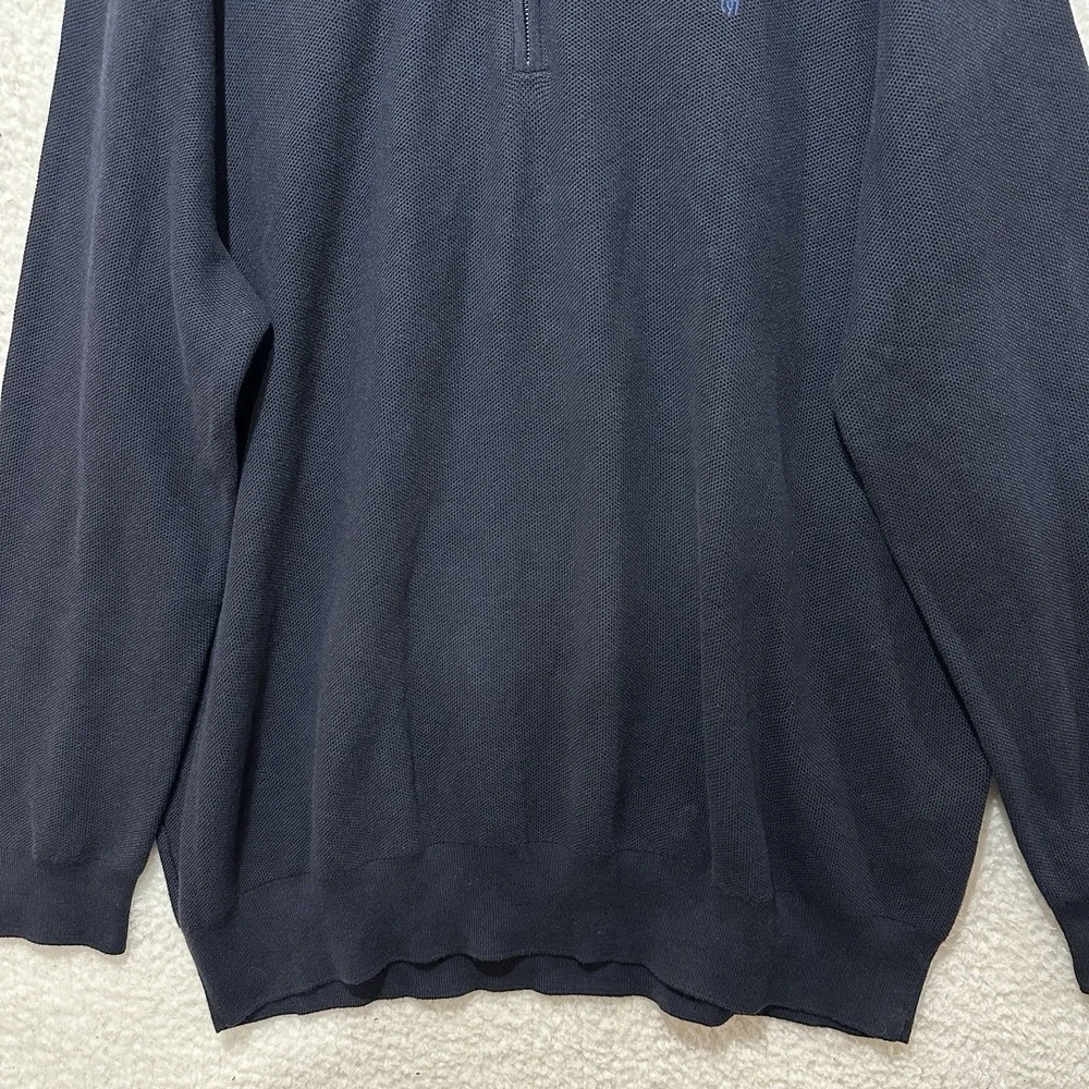 Polo Ralph Lauren Mock Neck Sweater 1/4 ZIP 100%‎ Cotton Navy Size 3LT